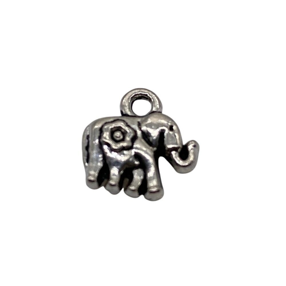 Tibetan Silver‎ Elephant Charm Pendant Double-Sided Durable Jewelry Pendant 3446